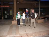 04-5am-Michelle_Murrell,Fabrienne_Bowman,Bill_Inglehart,me-Backcountry_Info_Center_shuttle_stop_by_Maswik_Lodge