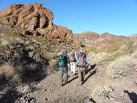 02-hiking_along_drainage_down_to_Colorado_River-anticipating_possible_rappeling_opportunity