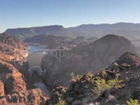 09-view_from_peak_1940-Hoover_Dam-bypass_bridge-Fortification_Hill-Sugarloaf_Mountain-looking_NE