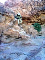 02-me_climbing_down_exploratory_side_canyon-dead_end-must_rappel,turned_back-from_Laszlo