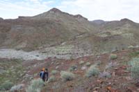 01-Danny_and_I_starting_other_peak_for_today-looking_back_to_vehicle_and_drainage_ascending_to_Ham_Peak