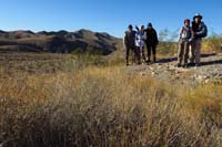 01-small_group_at_start_of_hike_with_Peanut_Peak_in_background-Brett,Stella,Julia,Kenny,Daddy