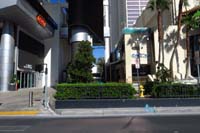 082-empty_entrance_to_Linq-notice_security_guard_to_left_with_mask_watching_out_the_door