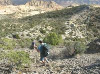 14-Jen_and_Eric_heading_down_scree_slope-easy_going_down-hard_going_up