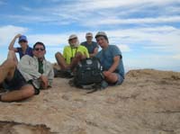 78-group_on_Hidden_Peak_with_Monument_Peak_in_background-Jen,Chris,Harlan,Jim,Eric