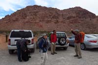 02-group_at_Kraft_Mt_parking_lot-Jeff,Luba-71,Richard-75,Ed-70-we'll_ramble_those_walls