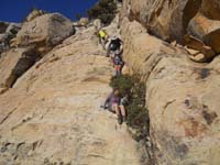 23-scrambling_down_steep_section-from_Joel