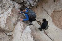 49-Kenny_carefully_scrambling_down_dry_waterfall-continue_to_vehicles_ending_a_nice_hike