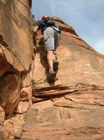 08-Eric_using_steps_created_in_sandstone