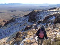 18-Courtney_and_Tracy_scrambling_down_neat_terrain-snow_from_last_storm_about_12_days_ago